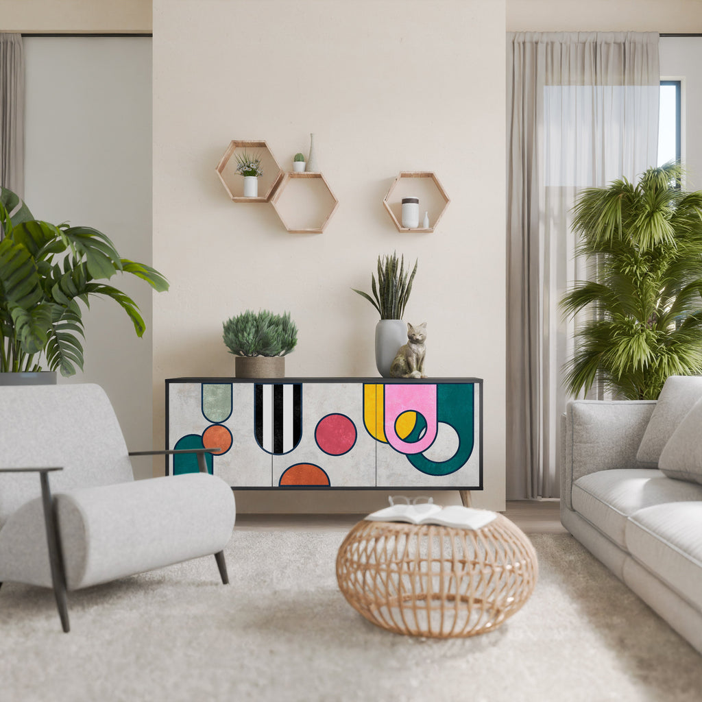 COOL STORY 3-Door Sideboard in Black Finish