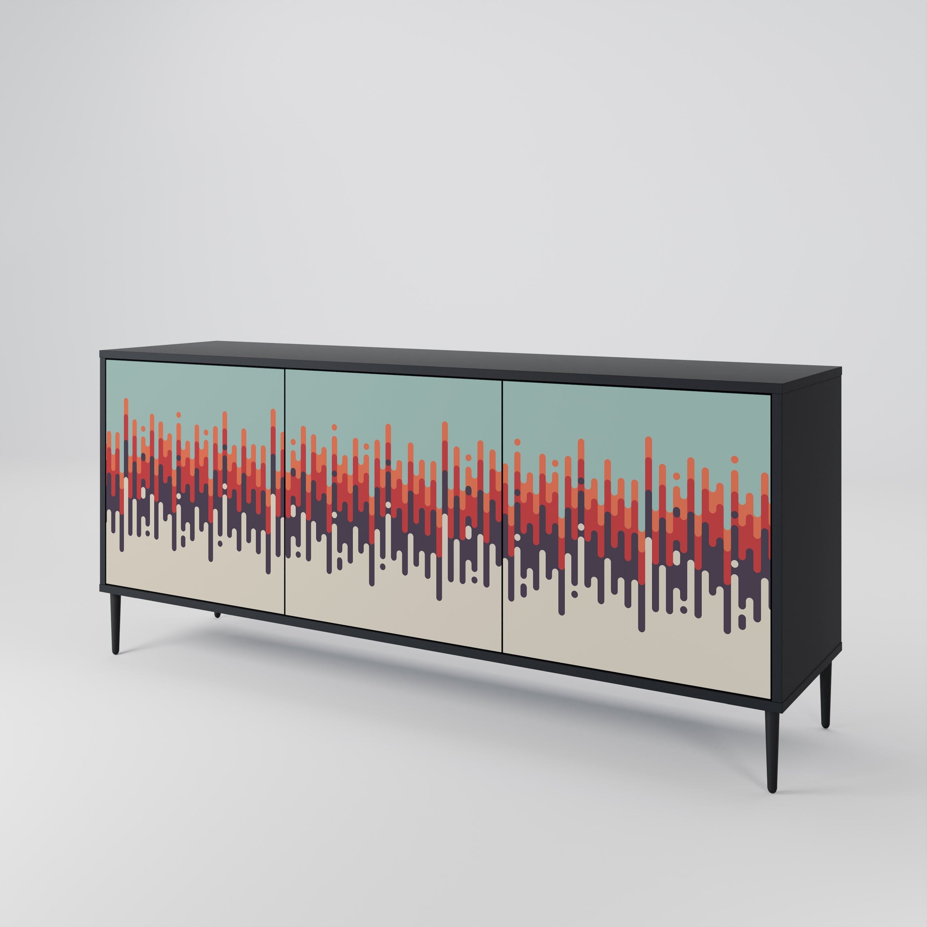 CHROMA CONTOURS 3-Door Sideboard in Black Finish