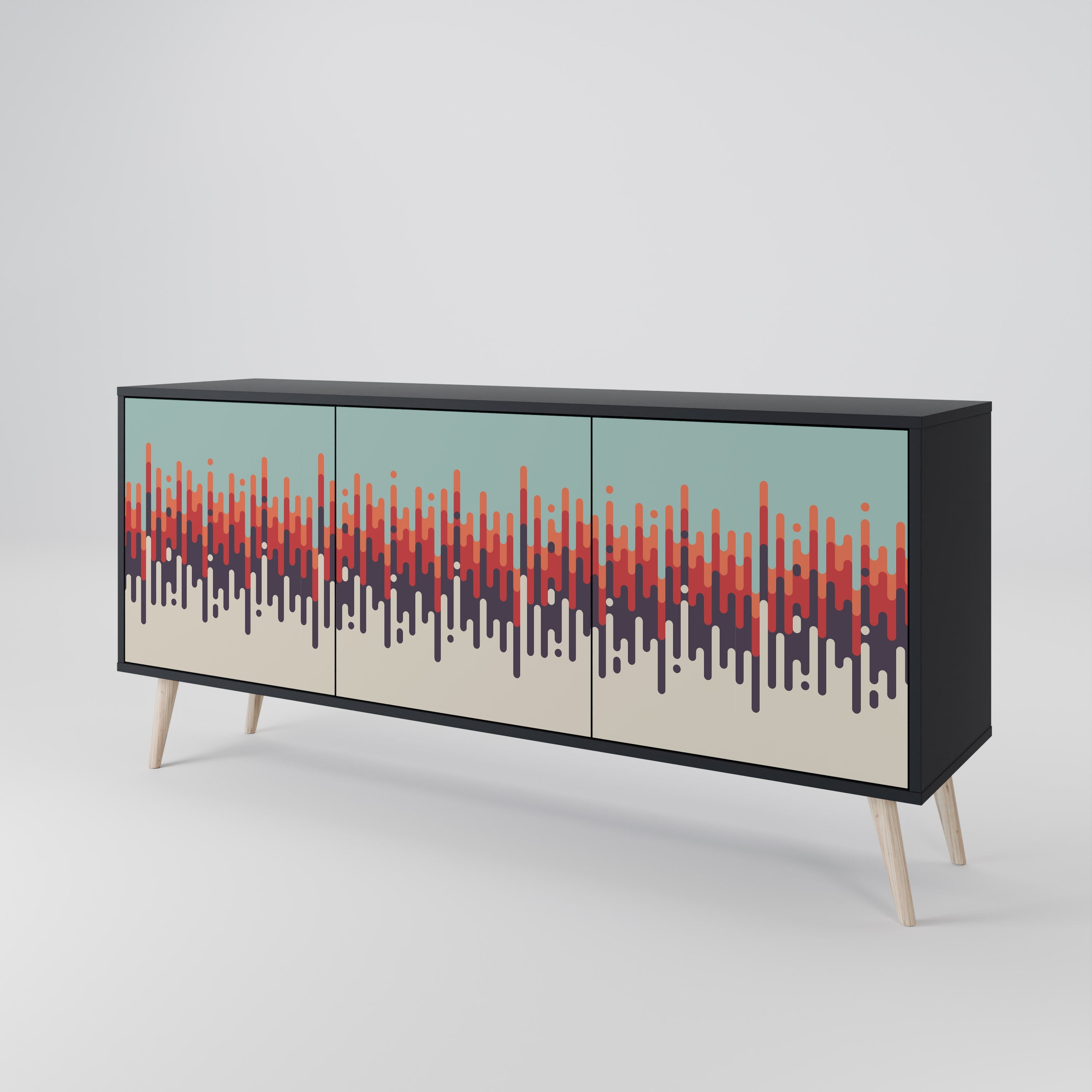 CHROMA CONTOURS 3-Door Sideboard in Black Finish