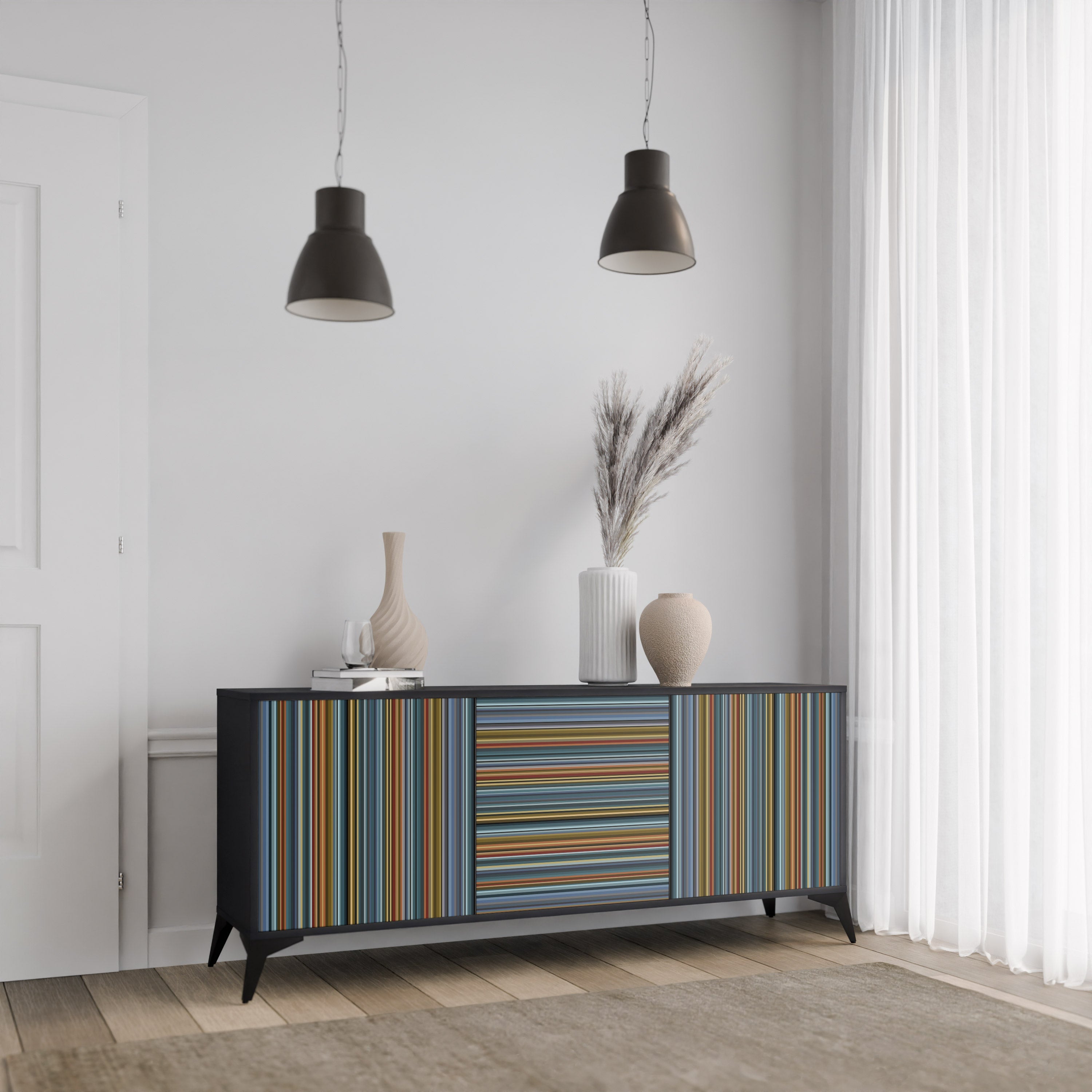 LINEOUT SPECTRUM 3-Door Sideboard in Black Finish