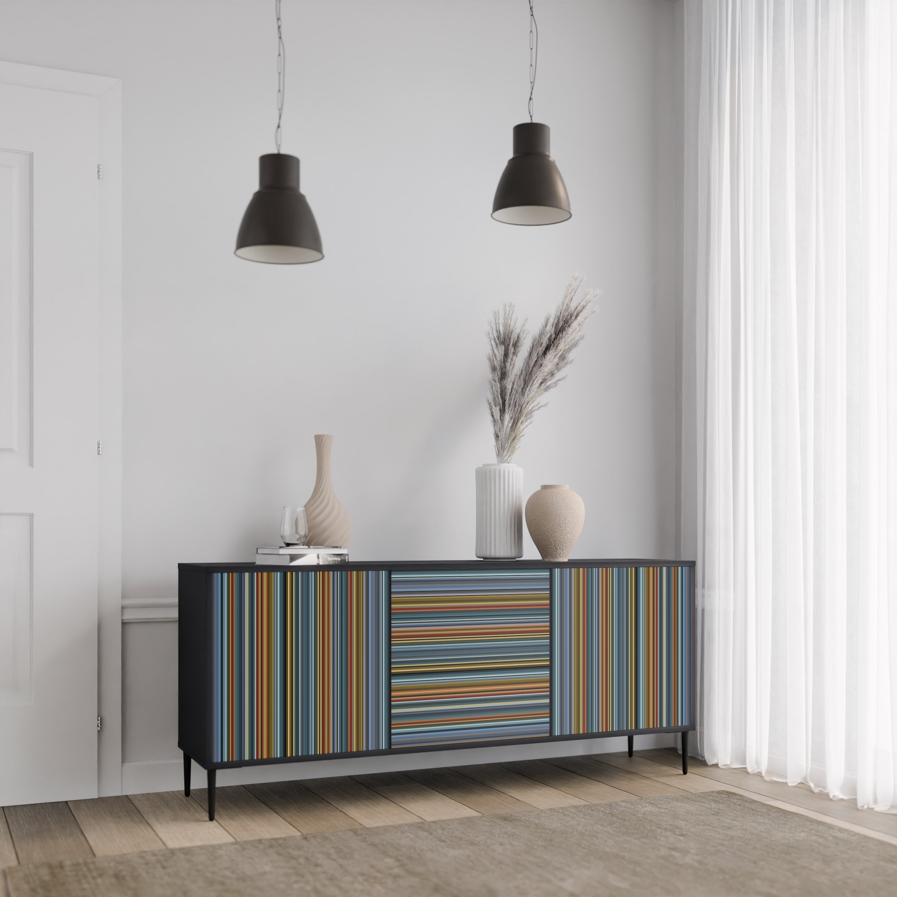 LINEOUT SPECTRUM 3-Door Sideboard in Black Finish