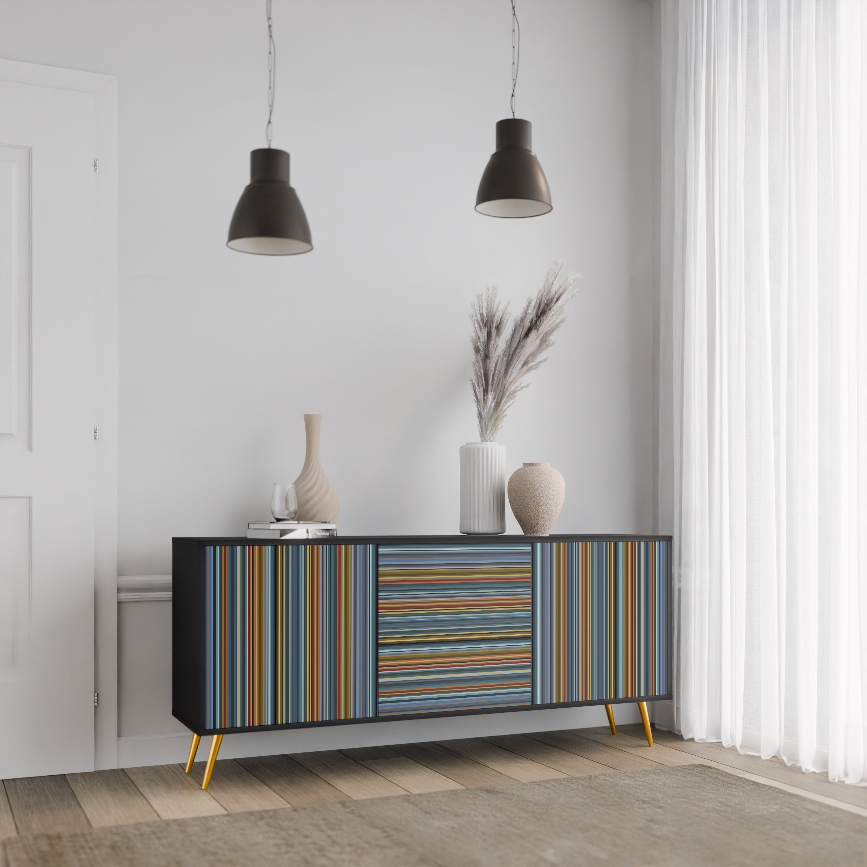 LINEOUT SPECTRUM 3-Door Sideboard in Black Finish