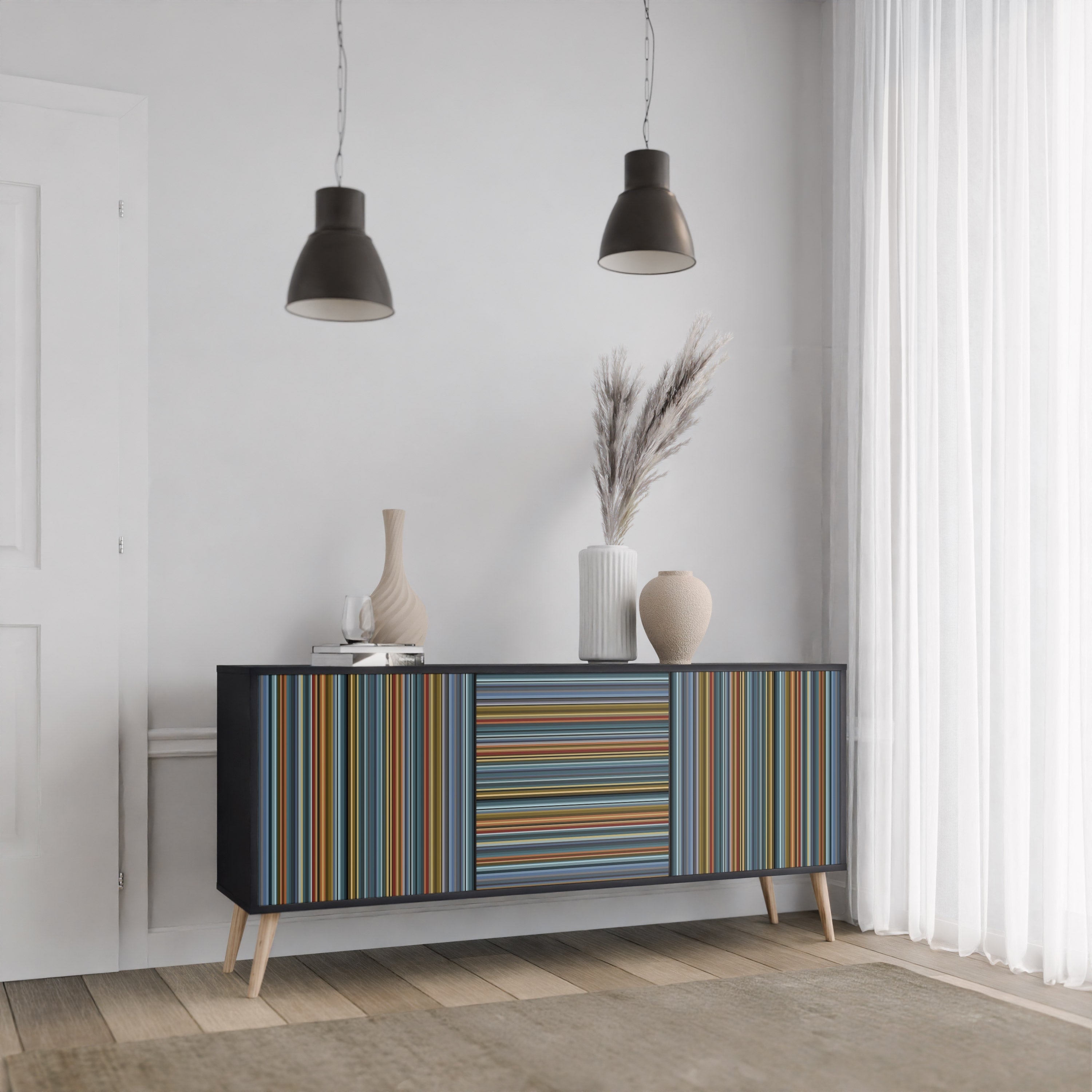 LINEOUT SPECTRUM 3-Door Sideboard in Black Finish