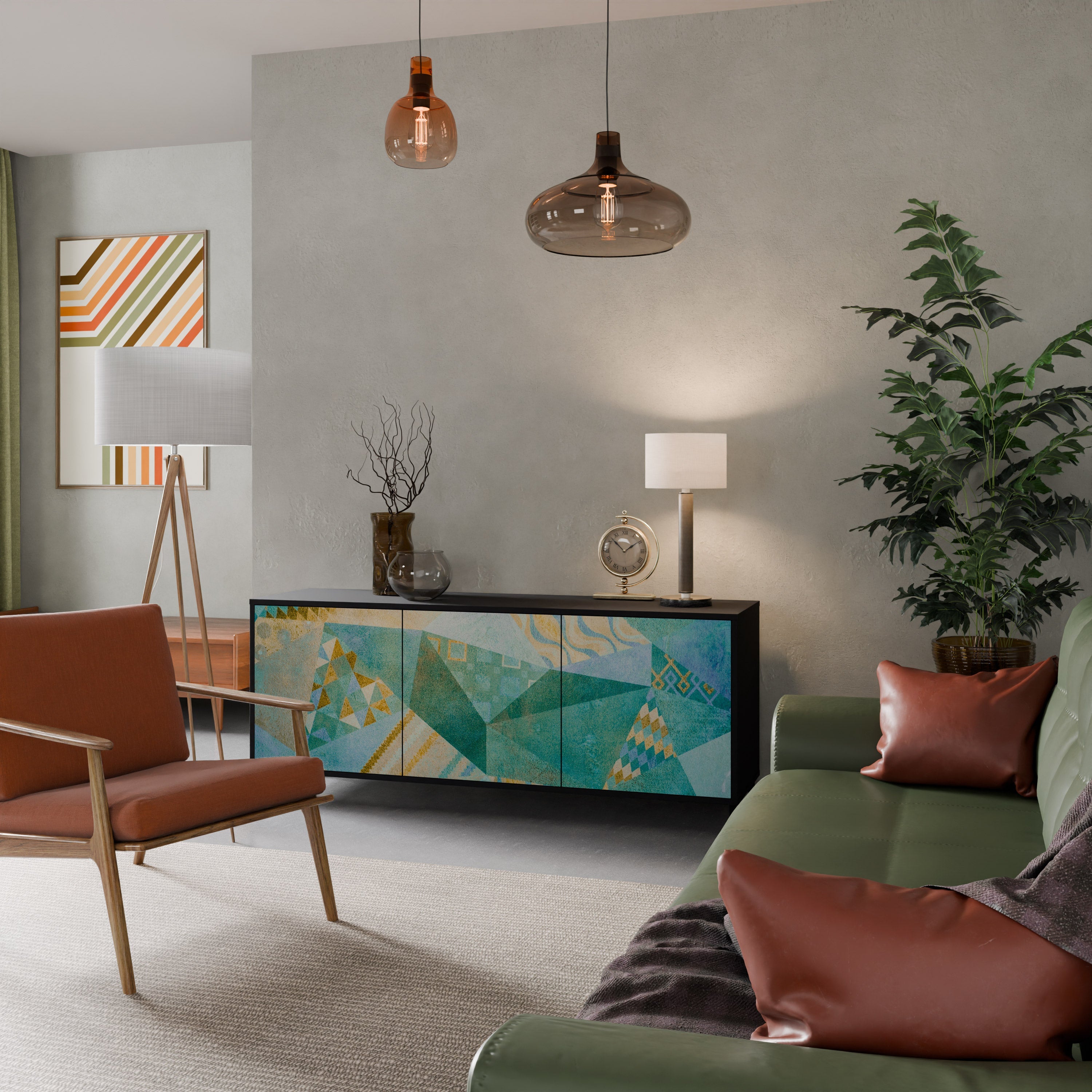 SPECTRUM SPLENDOR 3-Door Sideboard in Black Finish