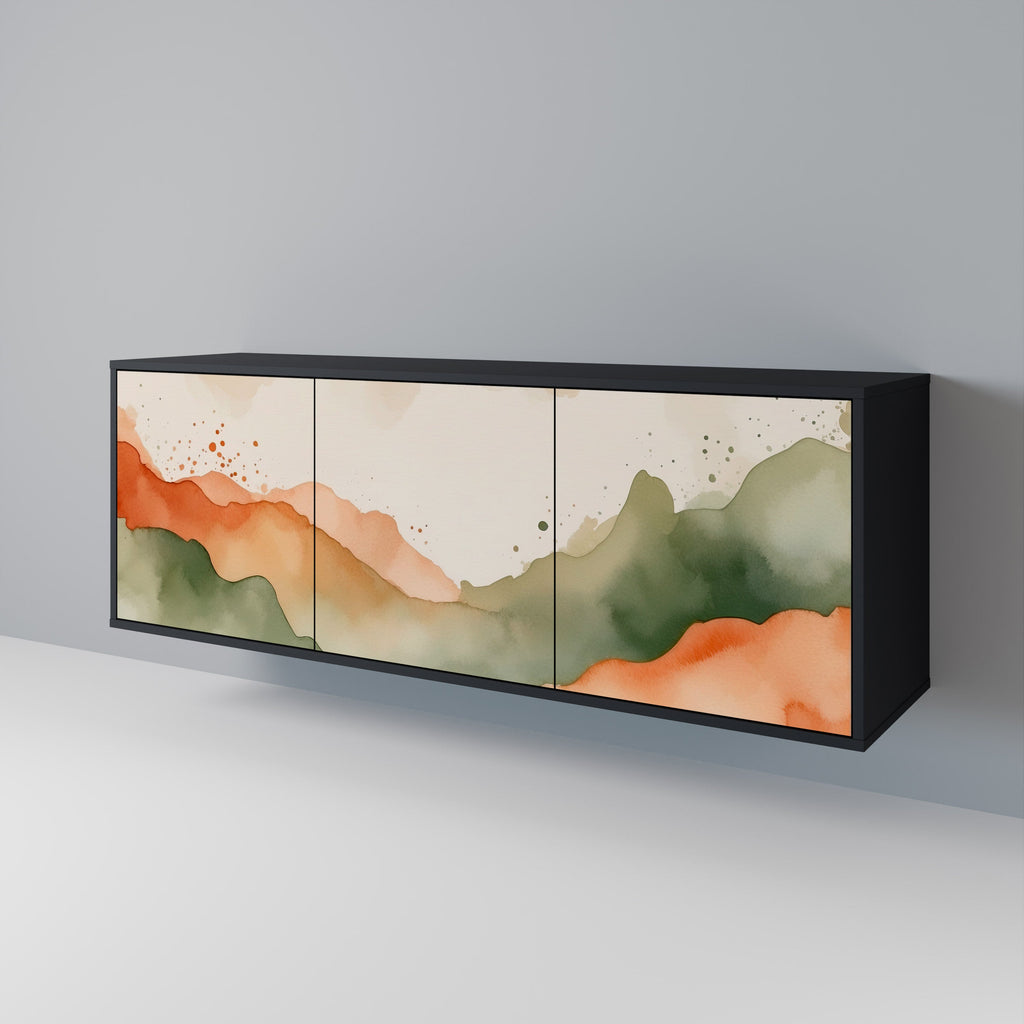 WATERCOLOUR PEAKS 3-Door Sideboard in Black Finish