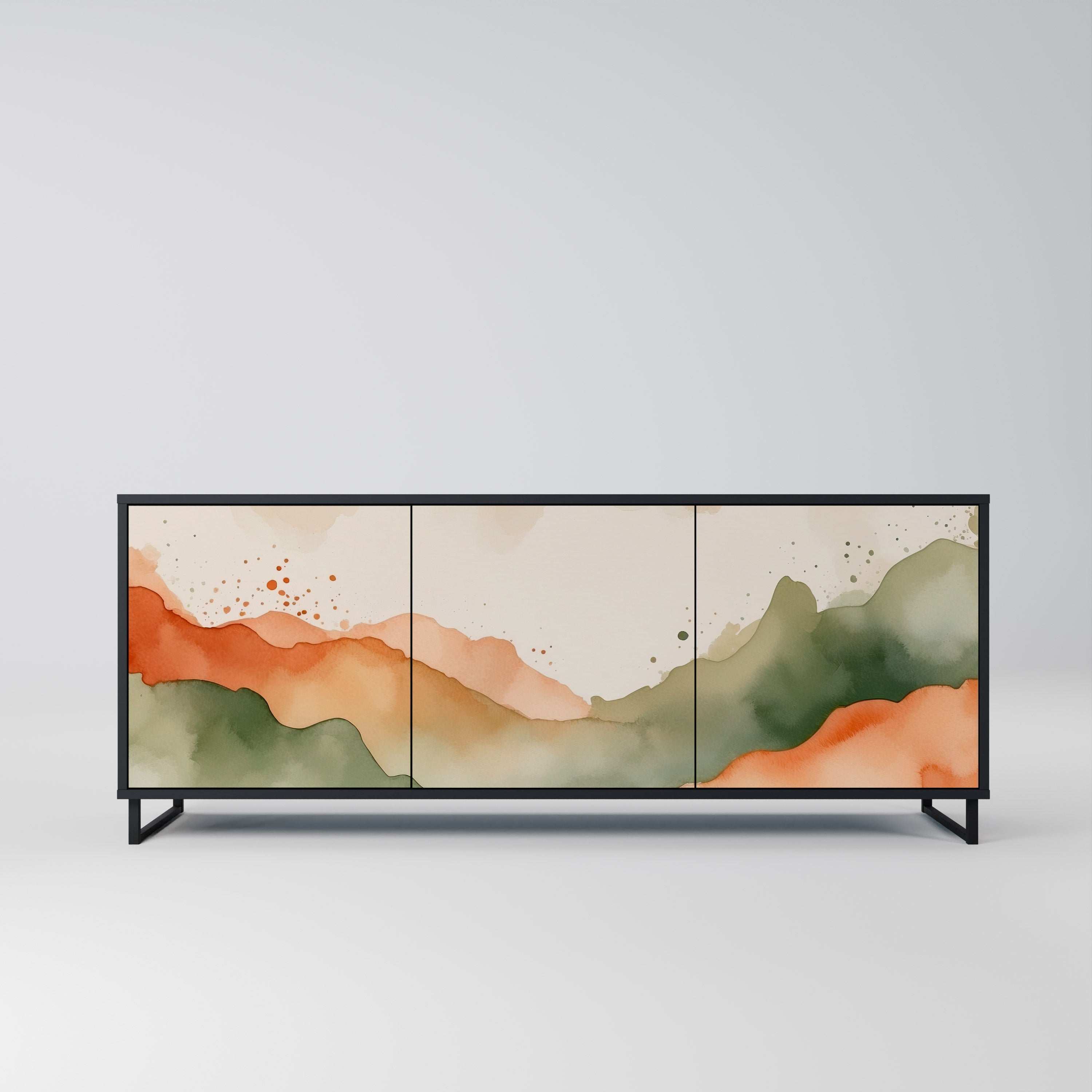 WATERCOLOUR PEAKS 3-Door Sideboard in Black Finish