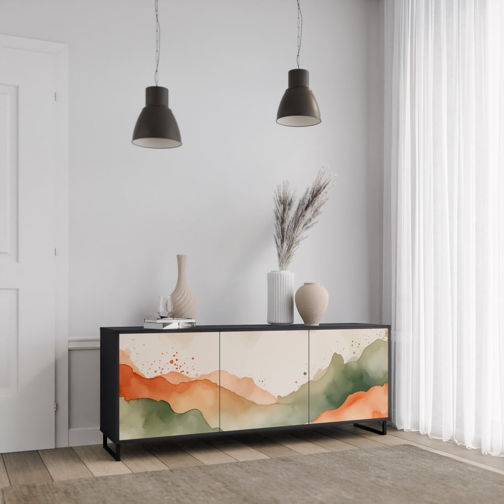 WATERCOLOUR PEAKS 3-Door Sideboard in Black Finish