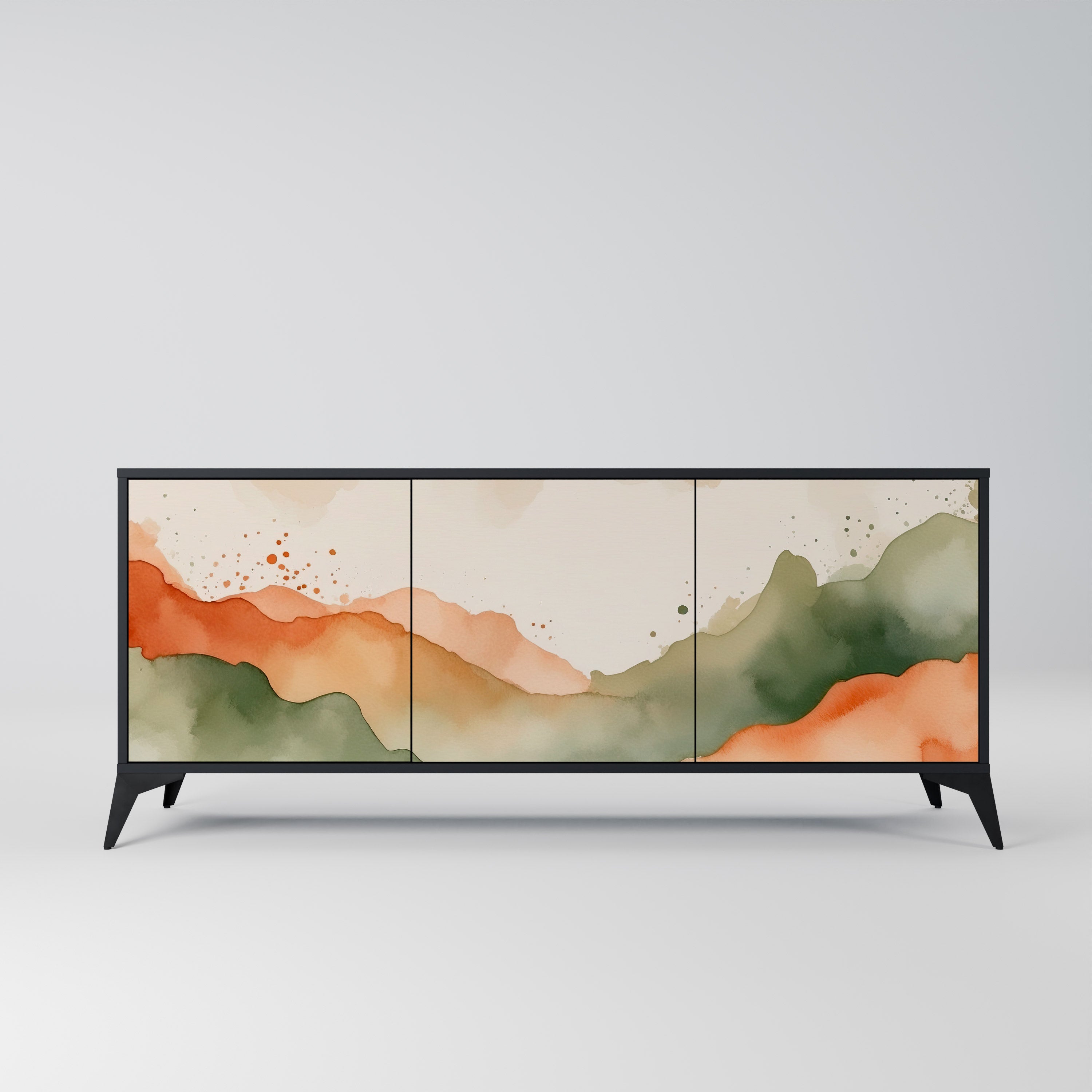 WATERCOLOUR PEAKS 3-Door Sideboard in Black Finish