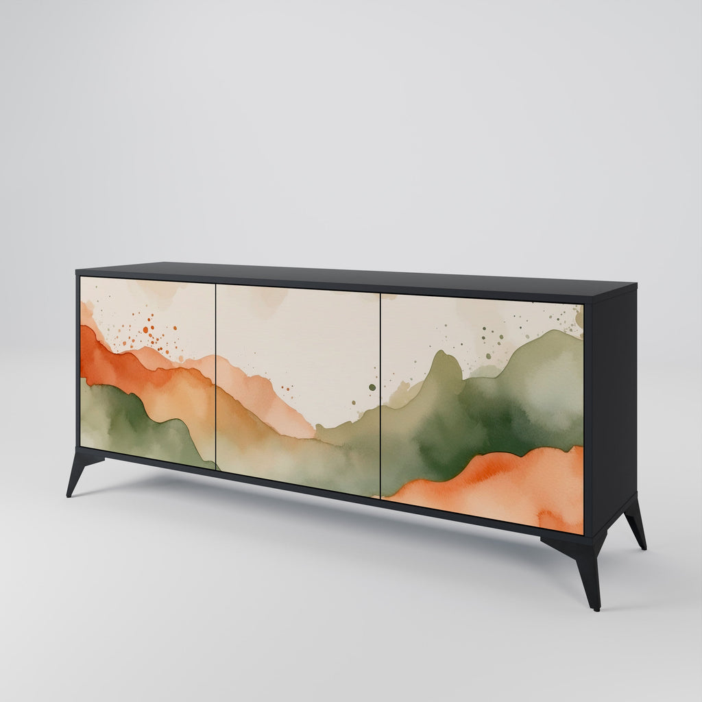 WATERCOLOUR PEAKS 3-Door Sideboard in Black Finish