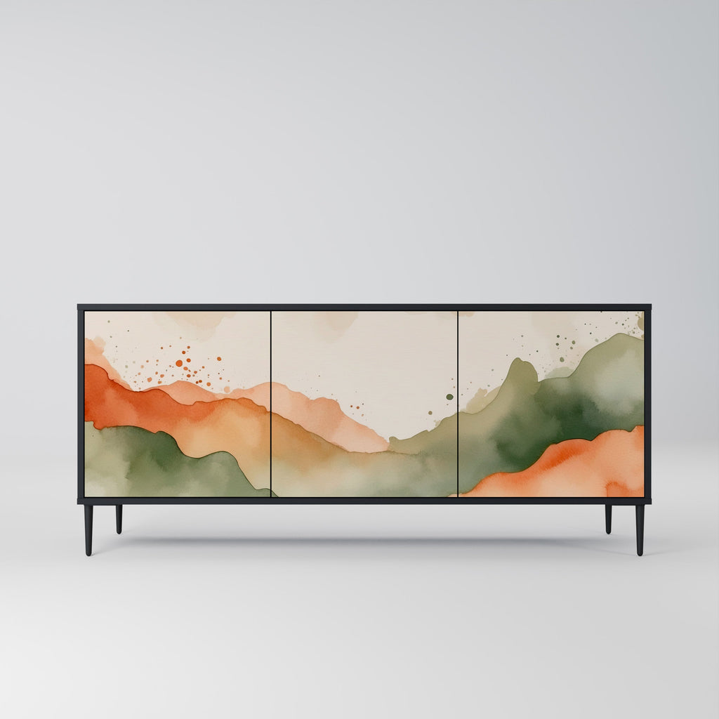 WATERCOLOUR PEAKS 3-Door Sideboard in Black Finish