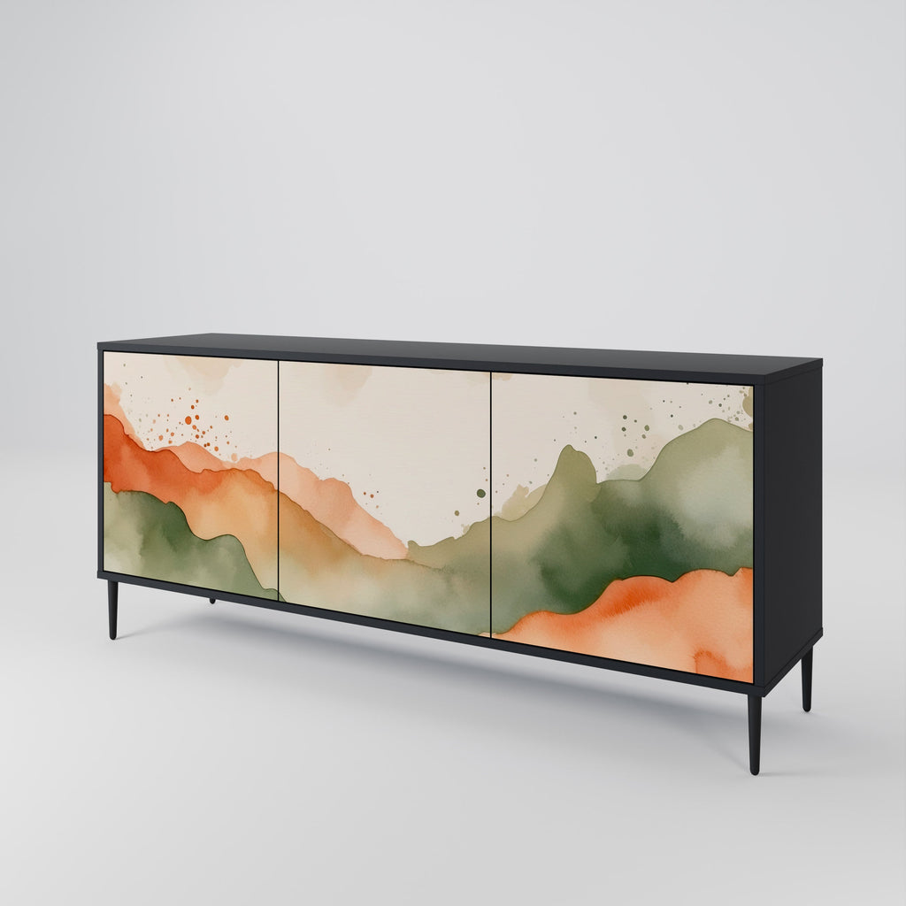 WATERCOLOUR PEAKS 3-Door Sideboard in Black Finish