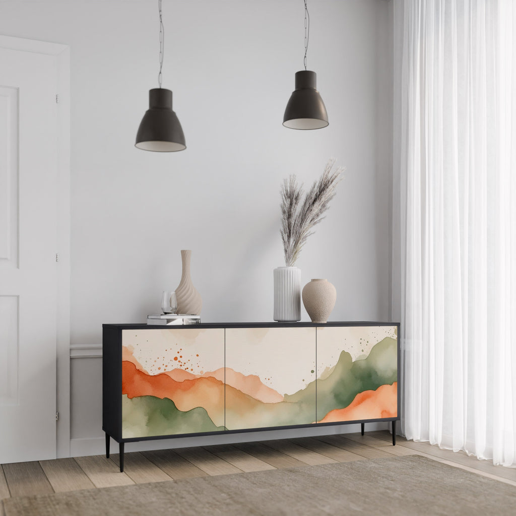 WATERCOLOUR PEAKS 3-Door Sideboard in Black Finish
