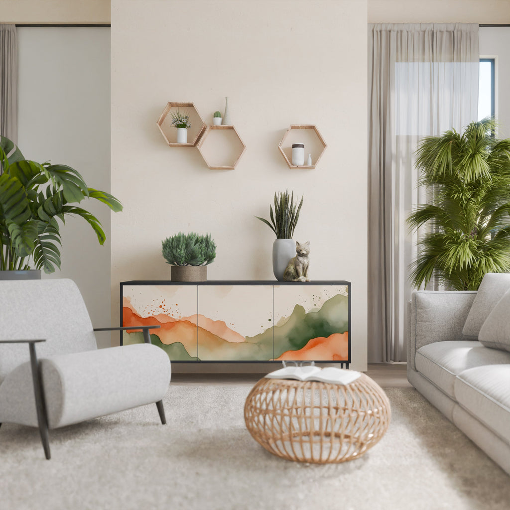 WATERCOLOUR PEAKS 3-Door Sideboard in Black Finish