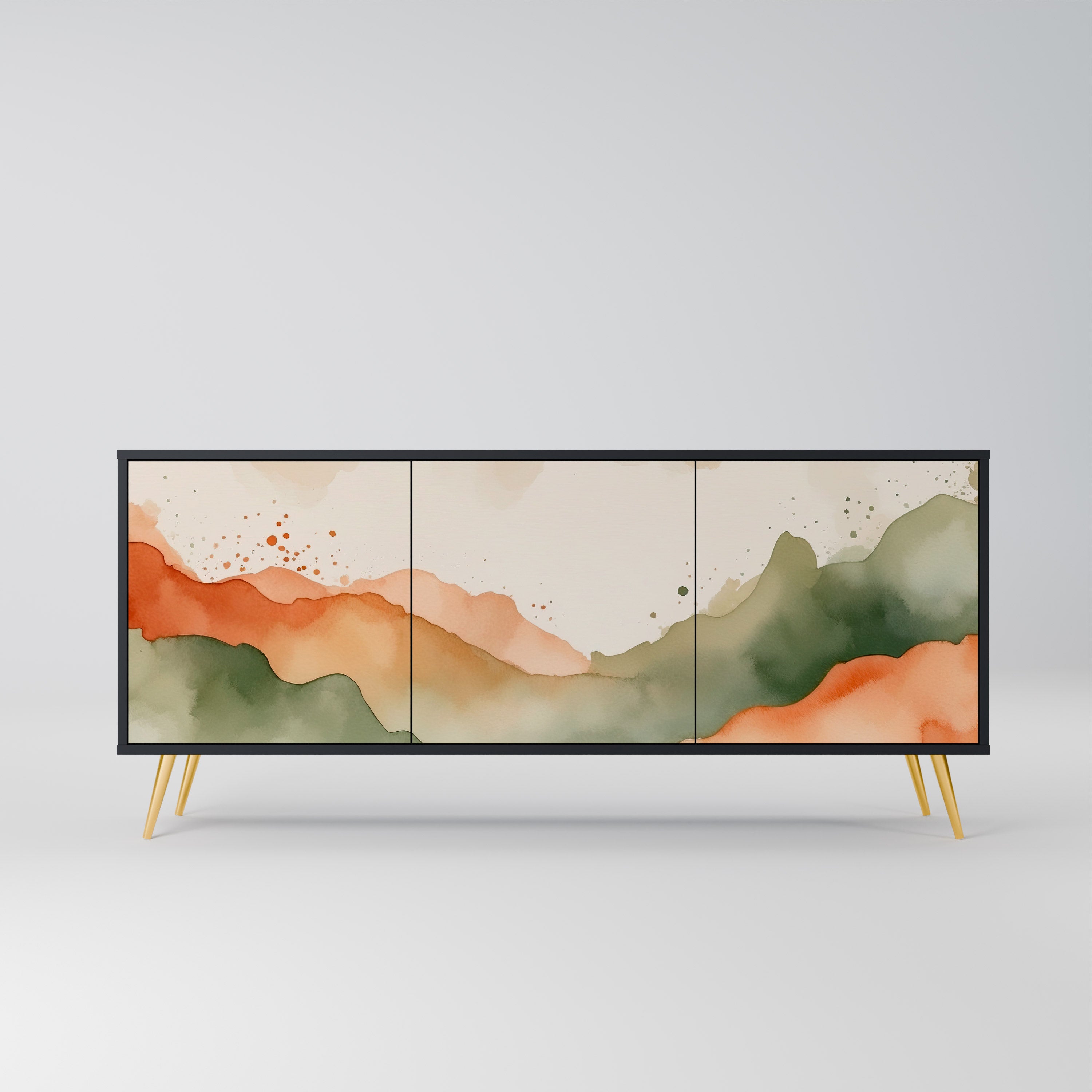 WATERCOLOUR PEAKS 3-Door Sideboard in Black Finish