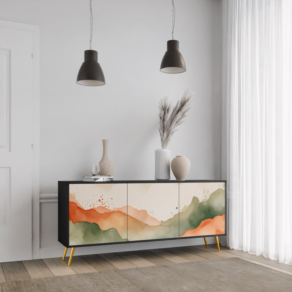 WATERCOLOUR PEAKS 3-Door Sideboard in Black Finish