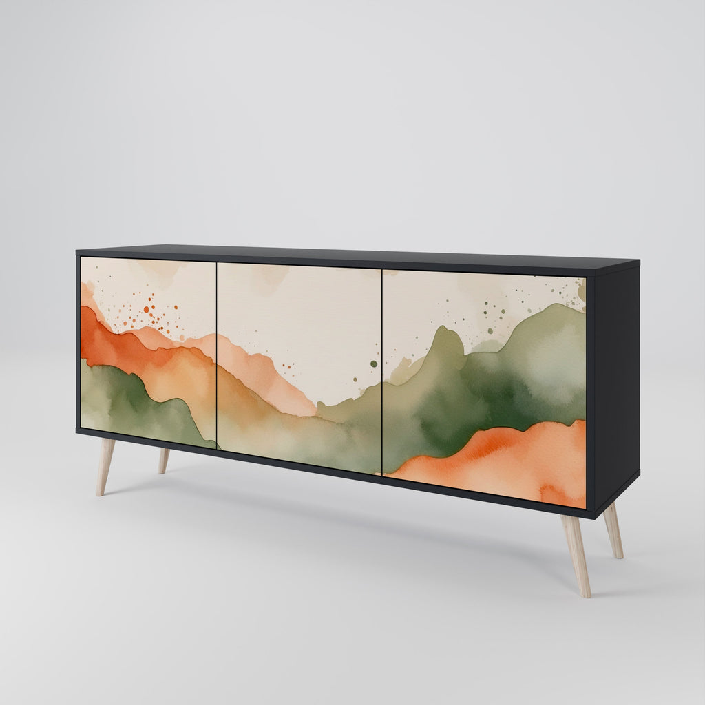 WATERCOLOUR PEAKS 3-Door Sideboard in Black Finish
