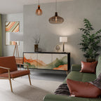 WATERCOLOUR PEAKS 3-Door Sideboard in Black Finish