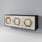 HEXAGONAL SHAPES 3-Door Sideboard in Black Finish