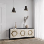 HEXAGONAL SHAPES 3-Door Sideboard in Black Finish