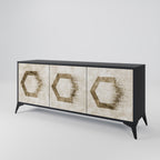 HEXAGONAL SHAPES 3-Door Sideboard in Black Finish