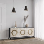 HEXAGONAL SHAPES 3-Door Sideboard in Black Finish