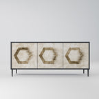 HEXAGONAL SHAPES 3-Door Sideboard in Black Finish