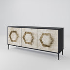 HEXAGONAL SHAPES 3-Door Sideboard in Black Finish