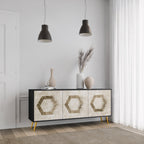 HEXAGONAL SHAPES 3-Door Sideboard in Black Finish