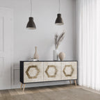 HEXAGONAL SHAPES 3-Door Sideboard in Black Finish