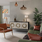 HEXAGONAL SHAPES 3-Door Sideboard in Black Finish