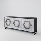 HEXAGONAL FIGURES 3-Door Sideboard in Black Finish
