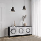 HEXAGONAL FIGURES 3-Door Sideboard in Black Finish