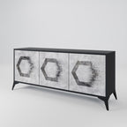 HEXAGONAL FIGURES 3-Door Sideboard in Black Finish