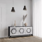 HEXAGONAL FIGURES 3-Door Sideboard in Black Finish