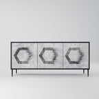 HEXAGONAL FIGURES 3-Door Sideboard in Black Finish