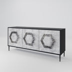 HEXAGONAL FIGURES 3-Door Sideboard in Black Finish