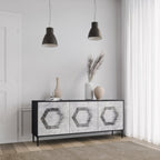 HEXAGONAL FIGURES 3-Door Sideboard in Black Finish