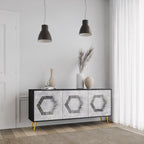 HEXAGONAL FIGURES 3-Door Sideboard in Black Finish