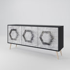 HEXAGONAL FIGURES 3-Door Sideboard in Black Finish