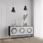 HEXAGONAL FIGURES 3-Door Sideboard in Black Finish