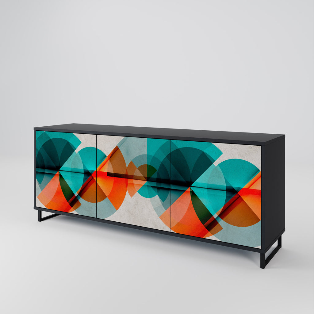 CIRCULAR RHAPSODY 3-Door Sideboard in Black Finish