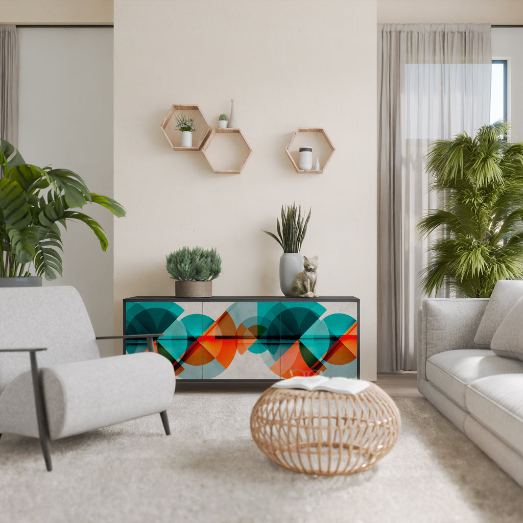 CIRCULAR RHAPSODY 3-Door Sideboard in Black Finish