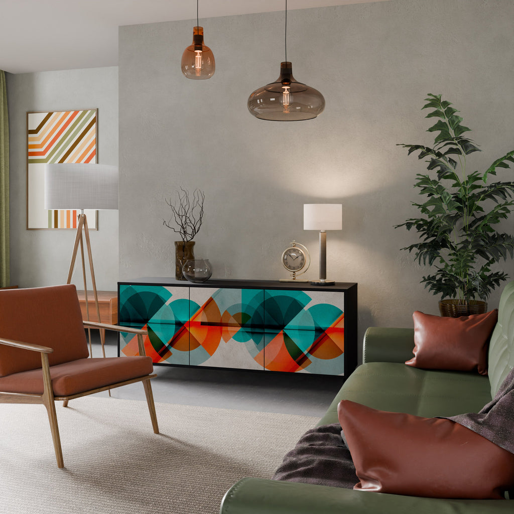 CIRCULAR RHAPSODY 3-Door Sideboard in Black Finish