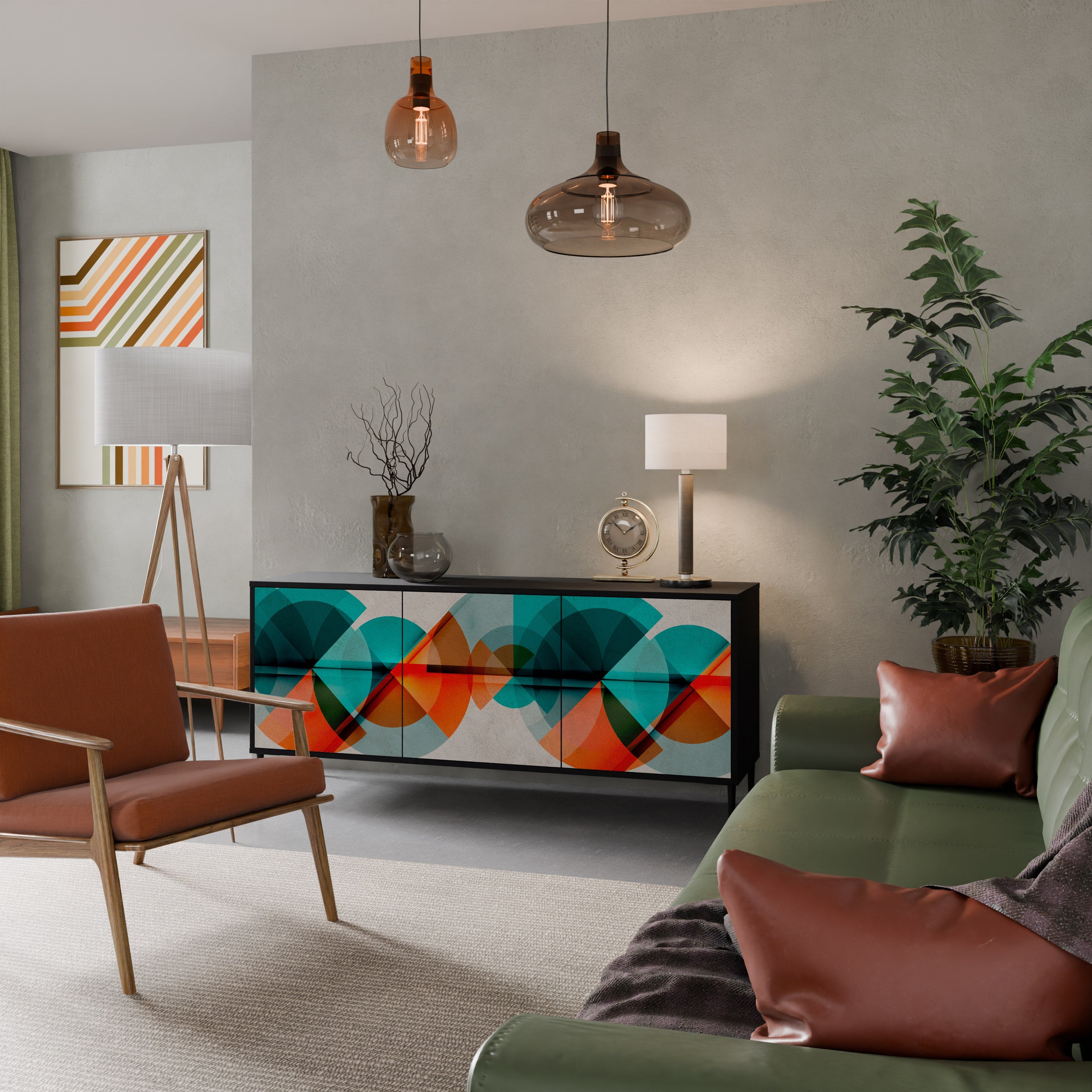 CIRCULAR RHAPSODY 3-Door Sideboard in Black Finish