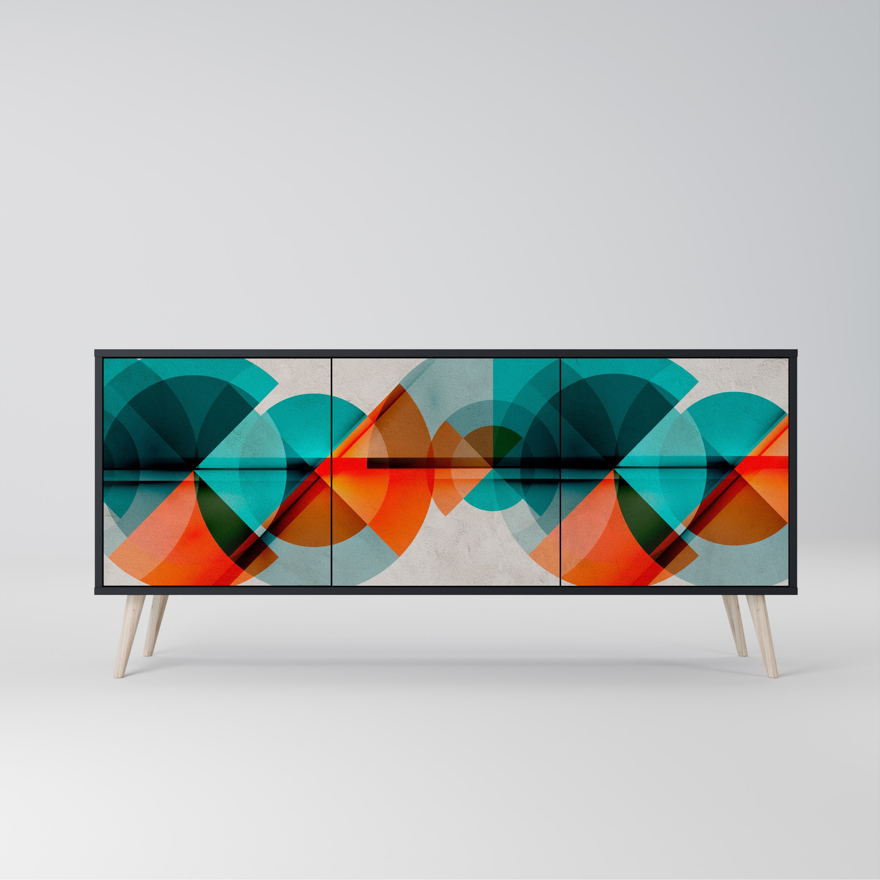 CIRCULAR RHAPSODY 3-Door Sideboard in Black Finish