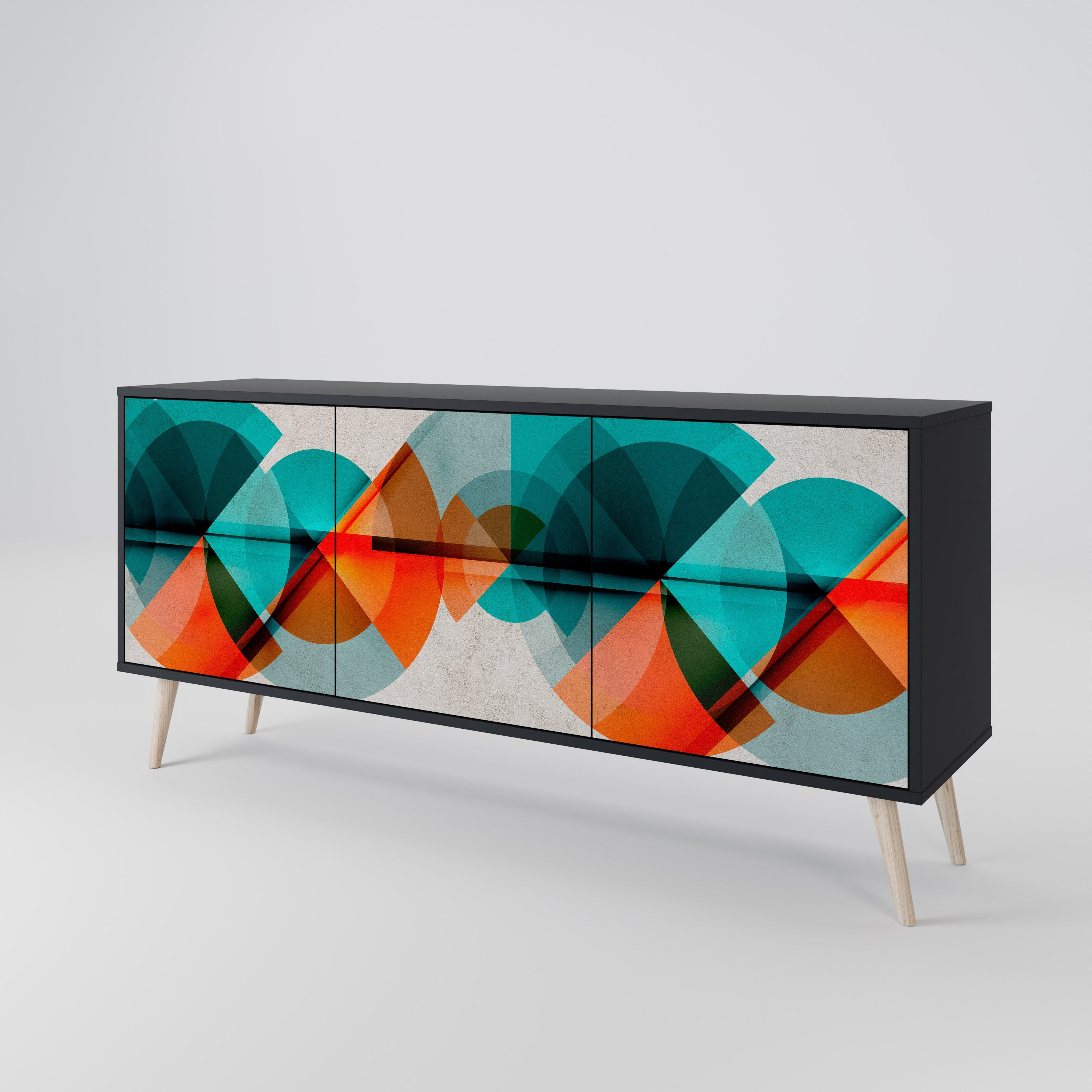CIRCULAR RHAPSODY 3-Door Sideboard in Black Finish