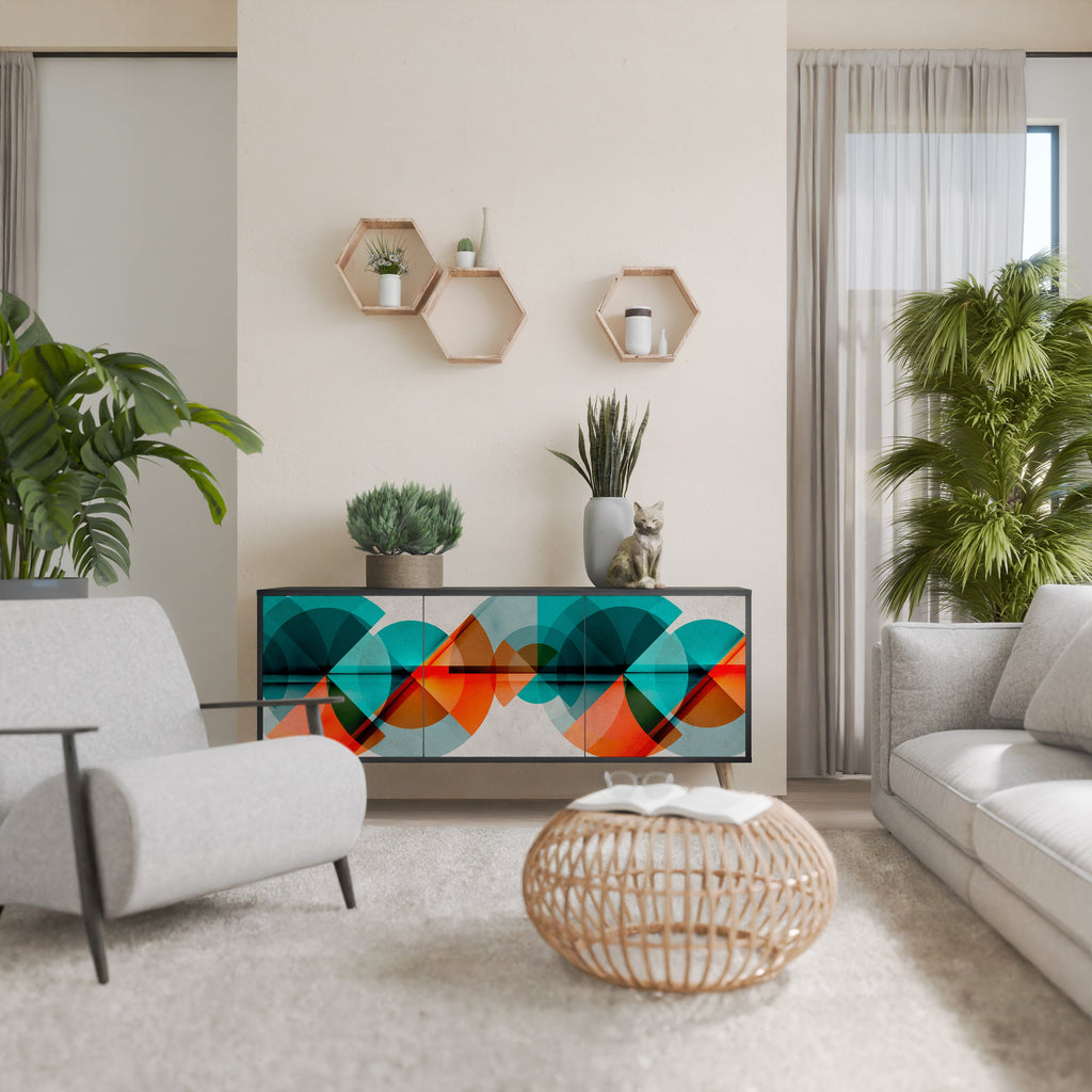 CIRCULAR RHAPSODY 3-Door Sideboard in Black Finish