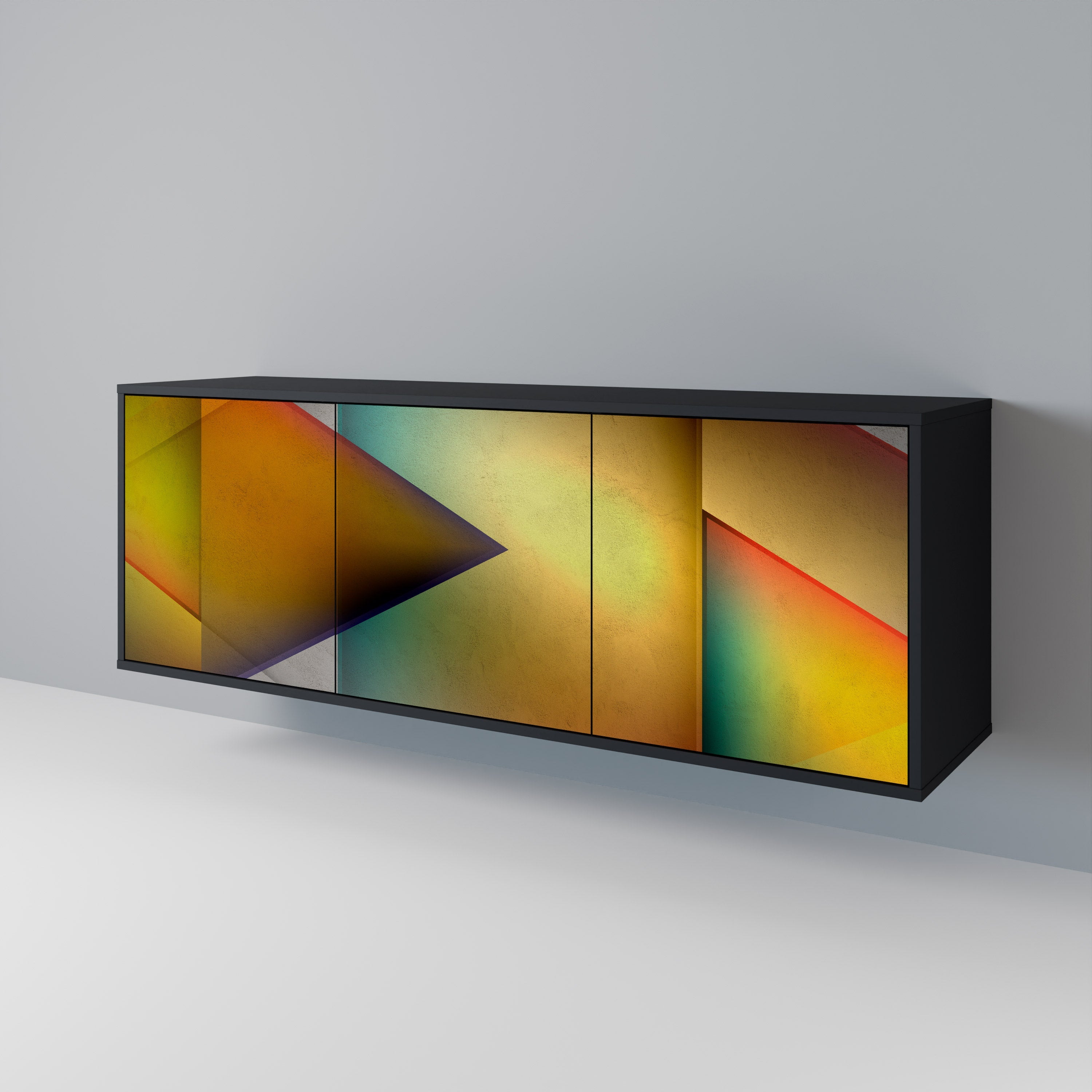 PIERCING SHARPNESS Aparador de 3 Portas em Acabamento Preto