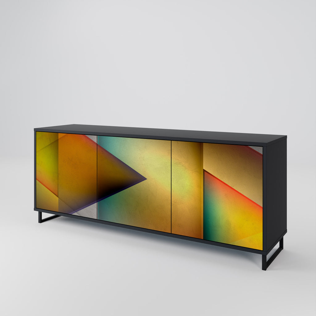 PIERCING SHARPNESS Aparador de 3 Portas em Acabamento Preto