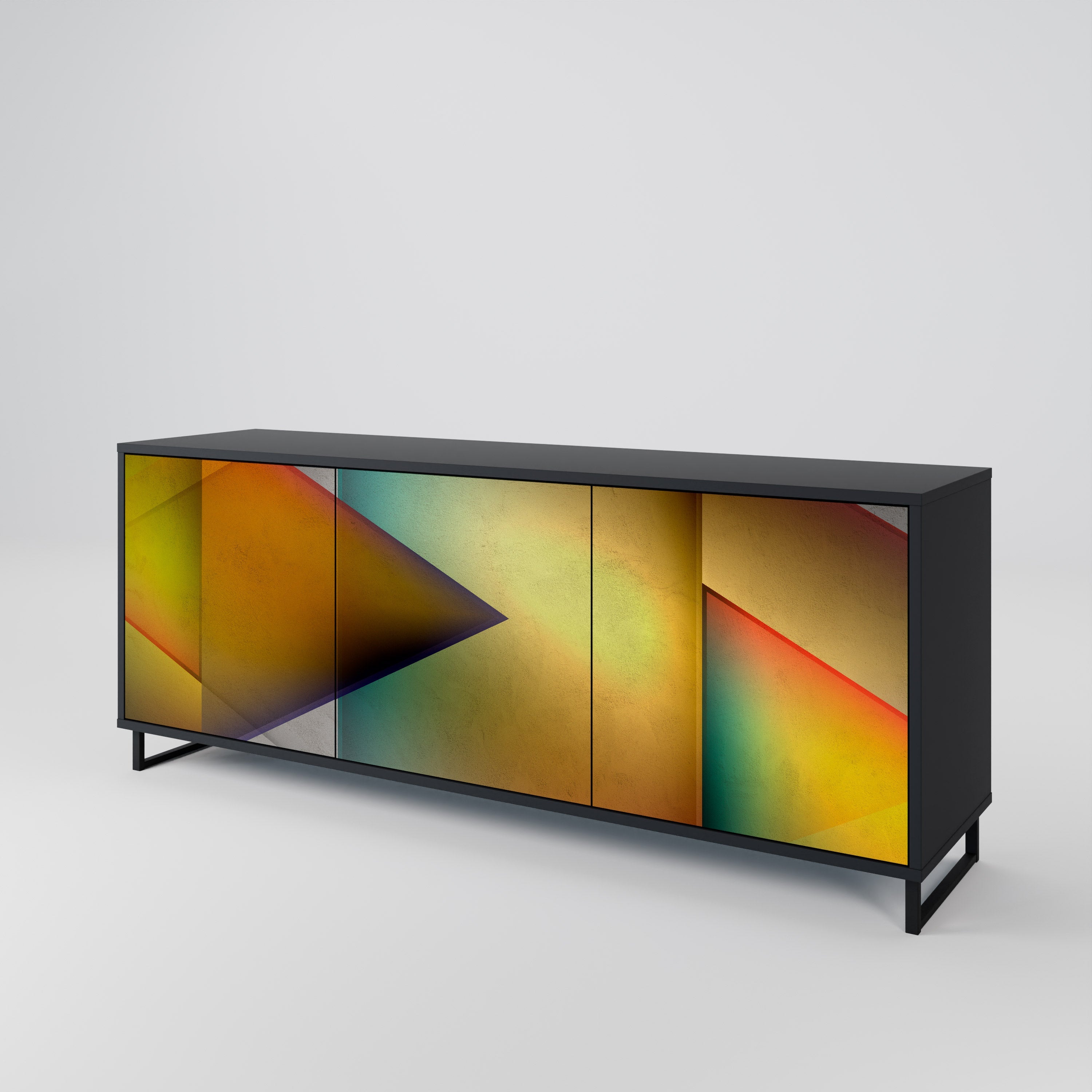 PIERCING SHARPNESS Aparador de 3 Portas em Acabamento Preto